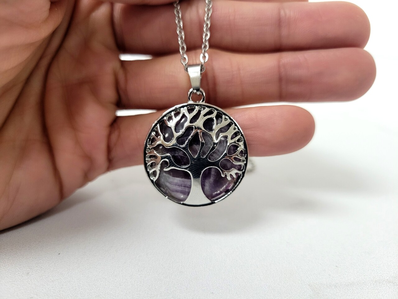Amethyst Tree of Life Pendant Necklace Pick Your Chain Length